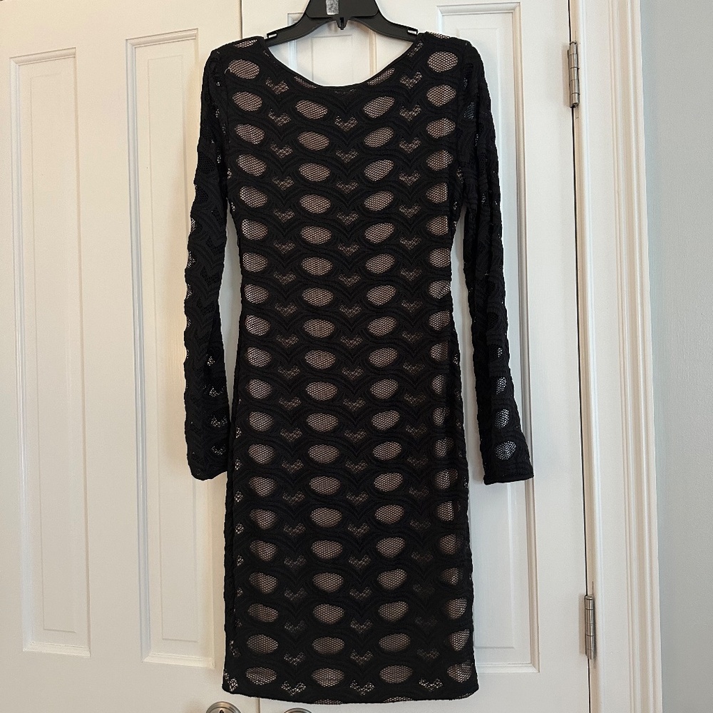 Bcbgmaxazria Tanya Black Women's Lace Long Sleeve Dress- Brand New